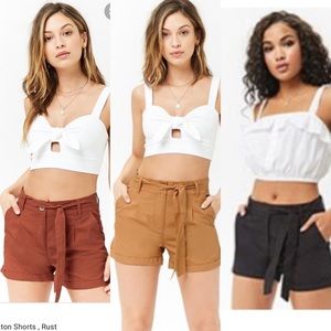 3 Pairs Forever 21 Tie Waist Cuffed Cotton Shorts